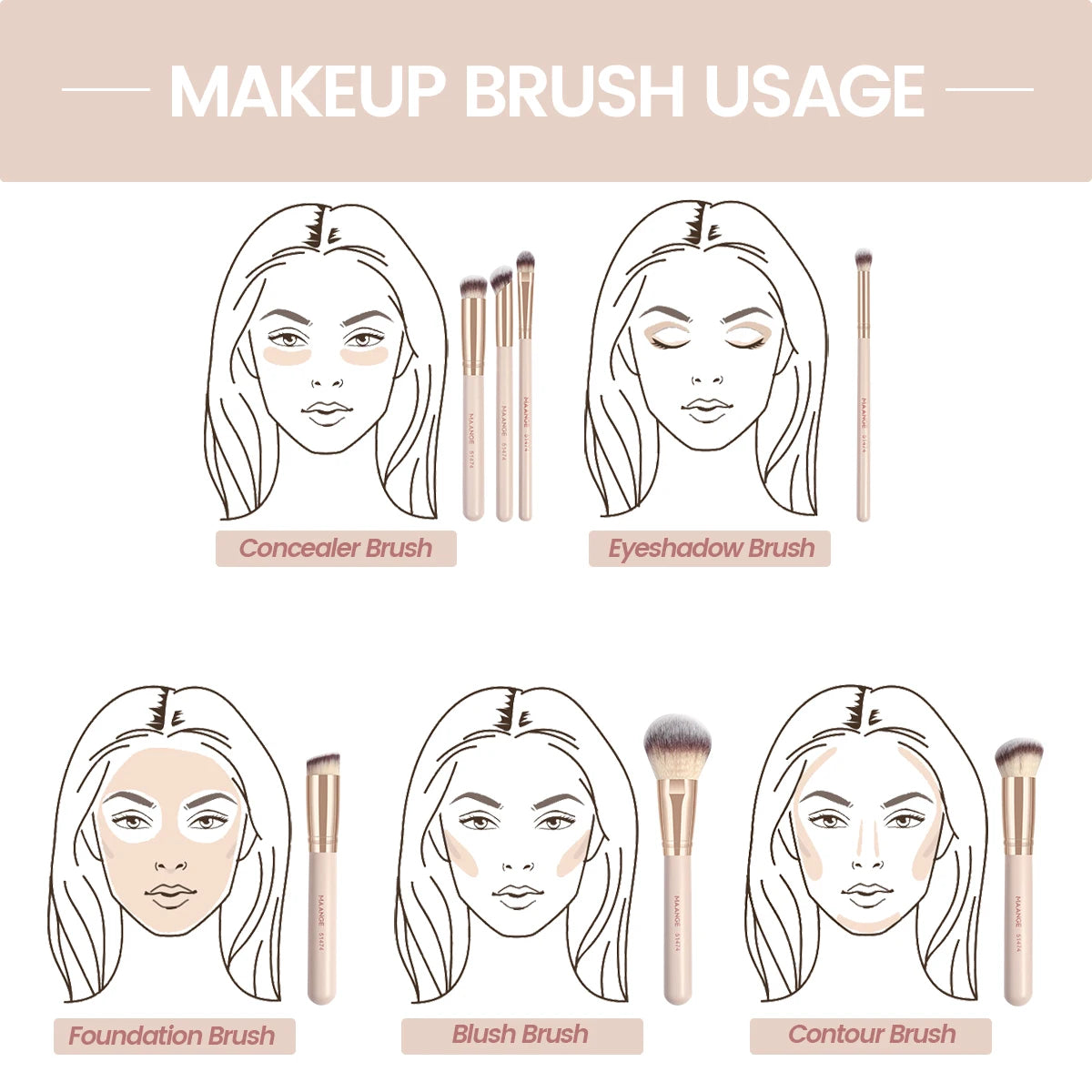 Lot de 7 pinceaux de maquillage